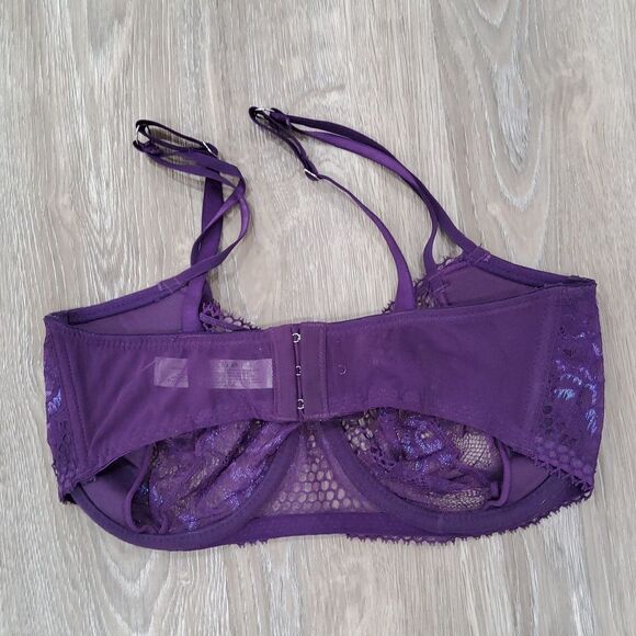 ADORE ME 34DDD Purple Iridescent Lace Fishnet Bra - Picture 2 of 4